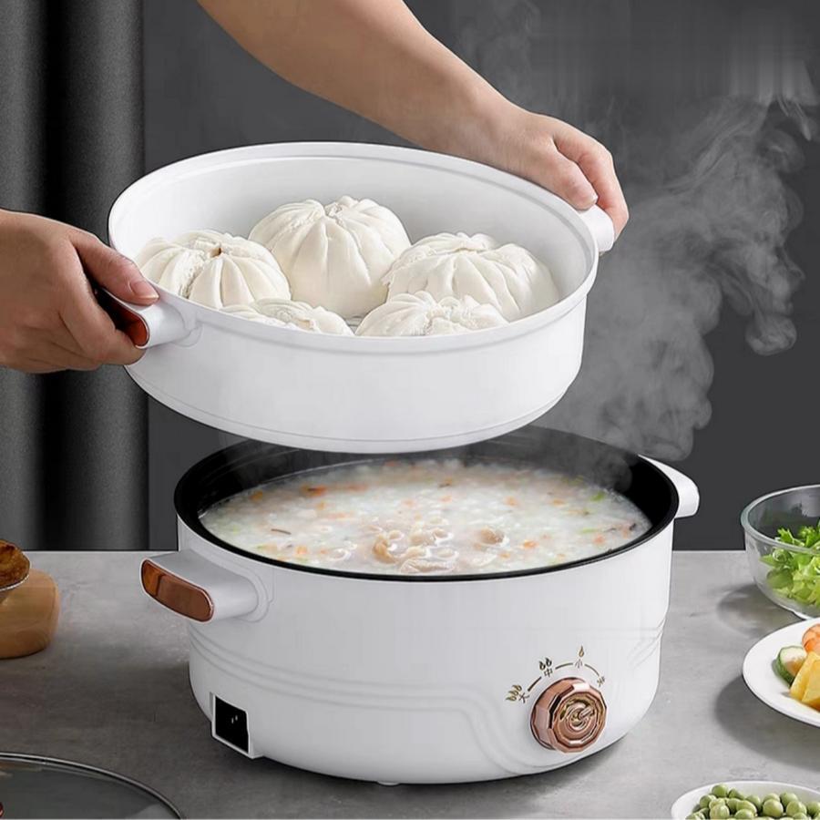 Panci Masak Listrik Serbaguna 22 Cm Rose / Alat Masak Nasi Goreng Tumis Bakar Multifungsi Masak