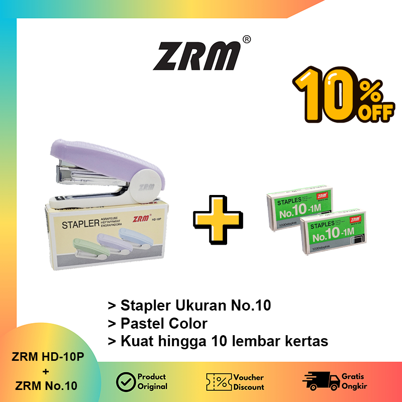 

PAKET BUNDLING ZRM HD-10P Stapler + ZRM No.10 Staples 2 box