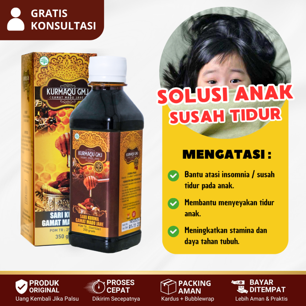 Obat Anak Susah Tidur, Obat Tidur Nyenyak Anak, Vitamin Anak Susah Tidur, Madu Susah Tidur - KURMAQU