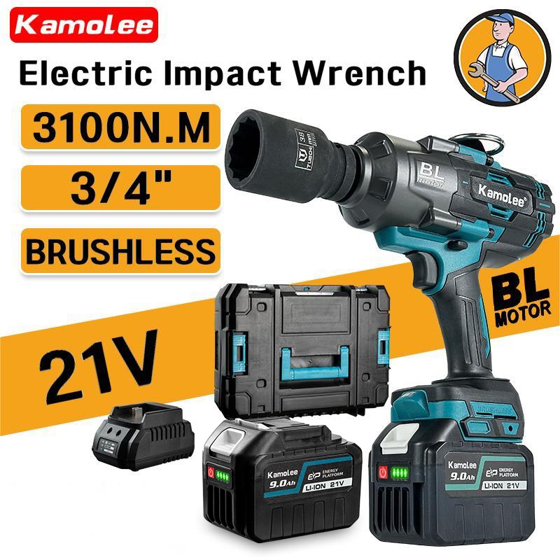 Kamolee DTW1300 3100N.M Impact Wrench 3/4"  [Kompatibel Dengan Baterai Makita/JLD]
