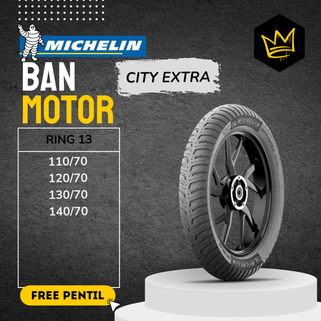 { Gratis Pentil } Ban Tubeless Michelin City Extra All Varian Ring 13 110/70-13 | 130/70-13 Ban Mich