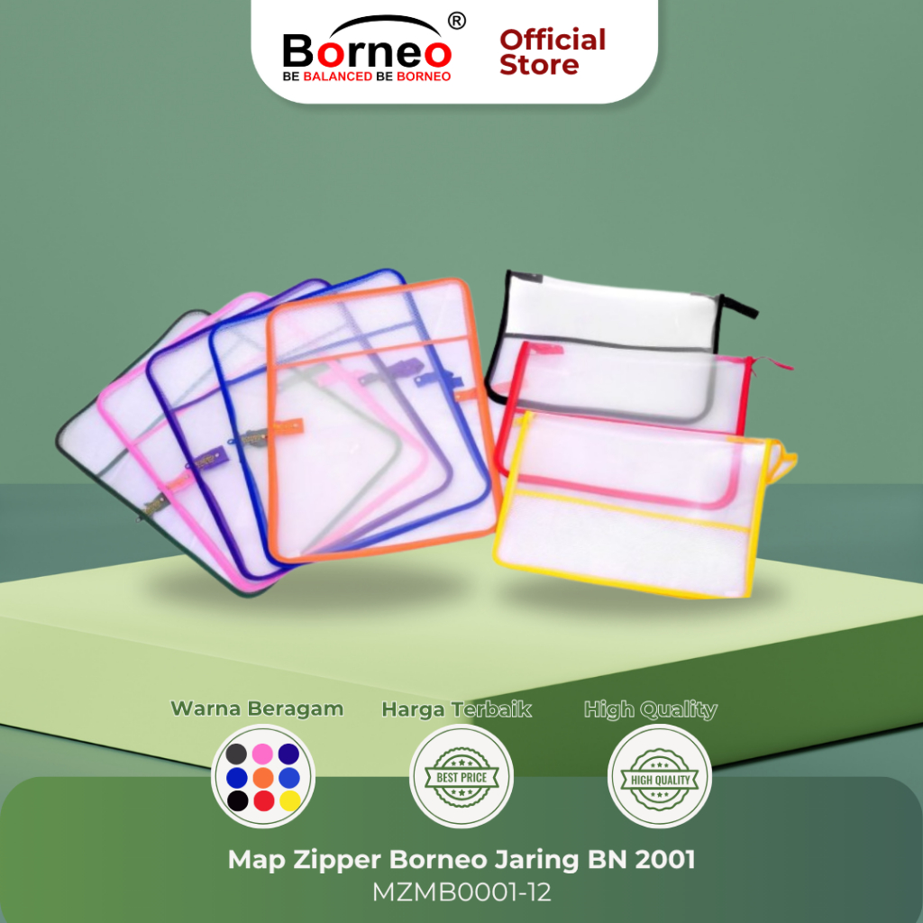 

Borneo Map Resleting Zipper Bag Plastik Jaring 01