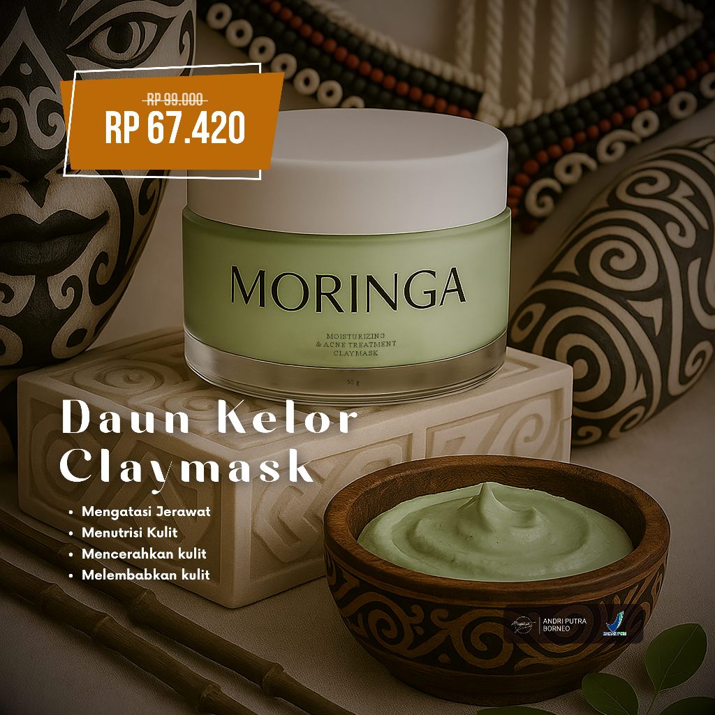 Masker Wajah Ekstrak Daun Kelor Buka Aura Moringa Leaf Mask 50g Herbal Organik Anti Jerawat & Komedo