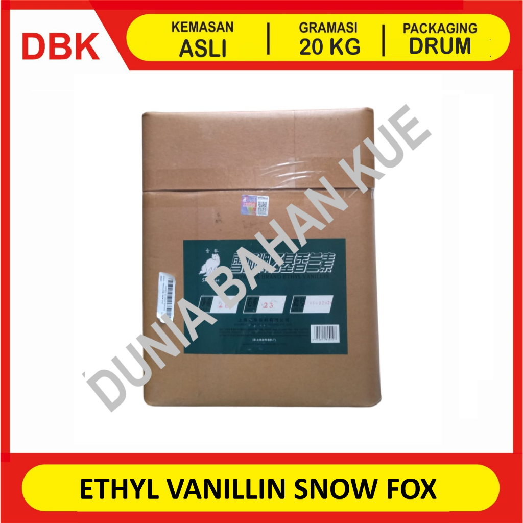 

ETHYL VANILLIN SNOW FOX / VANILLIN / BUBUK VANILLA - KEMASAN ASLI 20 KG