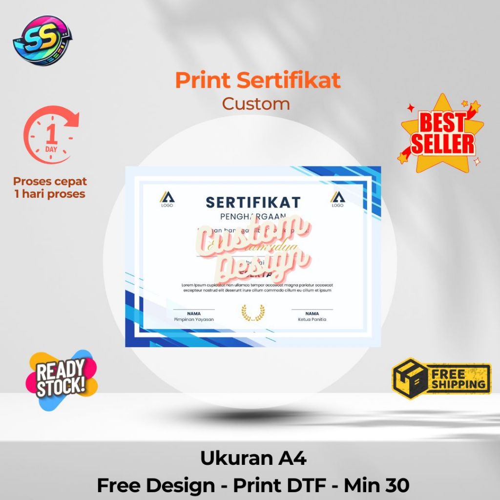 

cetak sertifikat kertas concorde ukuran A4
