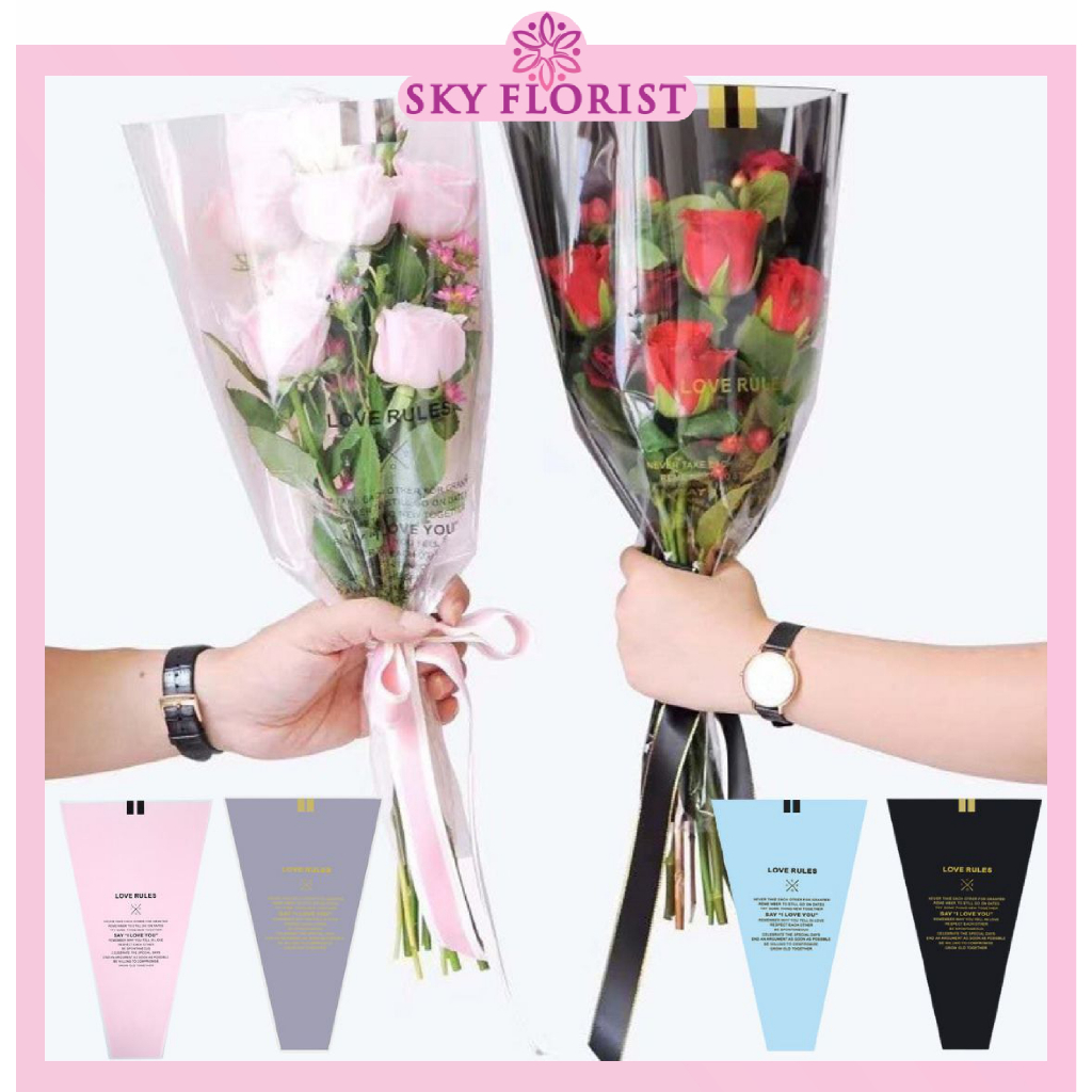 

50 LEMBAR Plastik Bunga Mawar Tangkai Per Satuan / Plastik OPP Buket Florist SF03