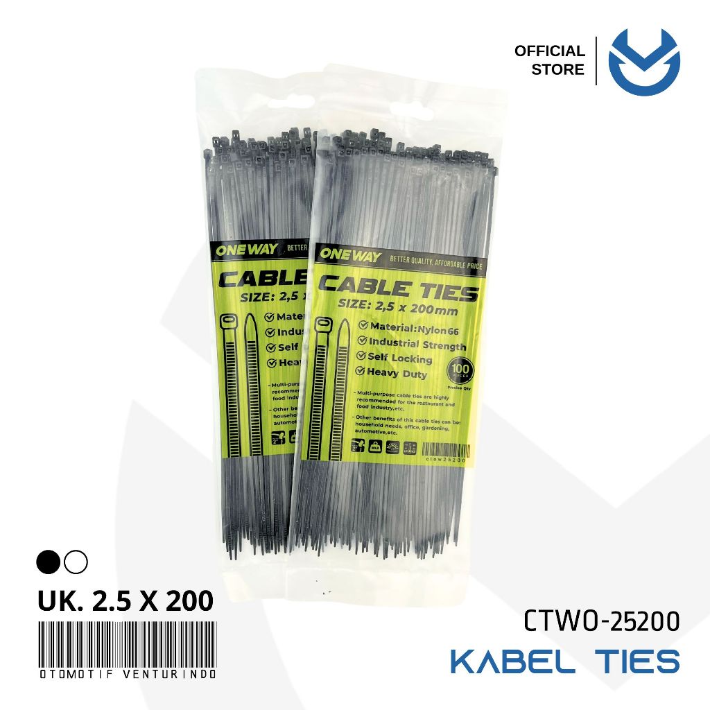 

OV Kabel Ties Nylon 2,5 x 200 / Kabel Tie Nylon 20 cm Warna - Warni / Kabel Tis Nylon ONE WAY 2,5 X 200 CTWO25200
