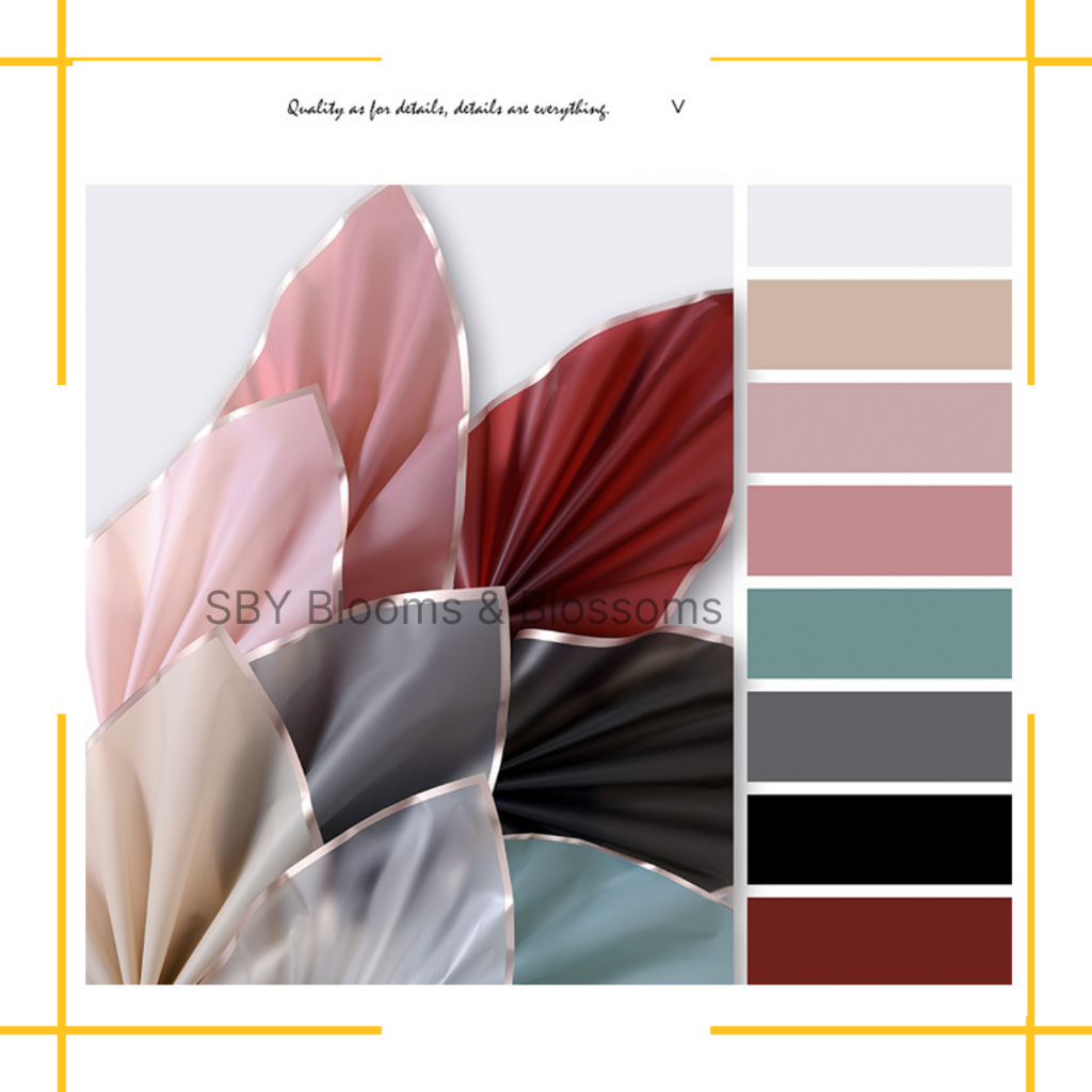 

KB10 20Lembar Flower Wrapping Paper Varian List Gold Emas Kertas Buket Bunga Cellophane Florist Goldline