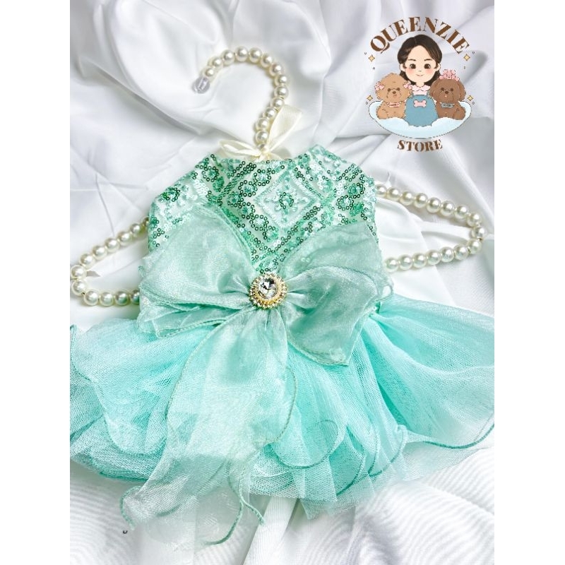 Baju Anjing/Dress Ribbon/Lace Ribbon party dress