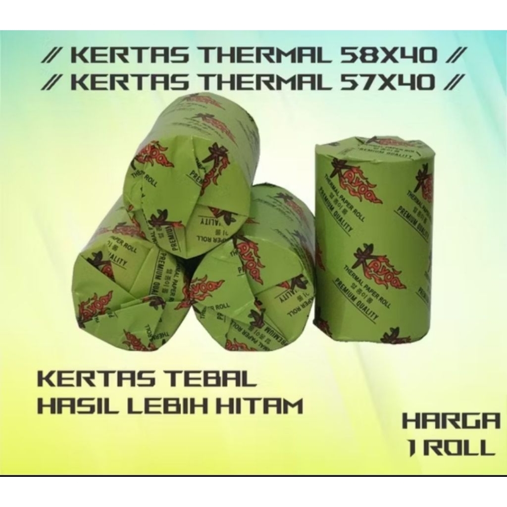 

KERTAS STRUK THERMAL PAPER ROLL 57x40 / 58x40MM CORE THERMAL EDC THERMAL PRINTER MINI BLUETOOTH SERI PREMIUM