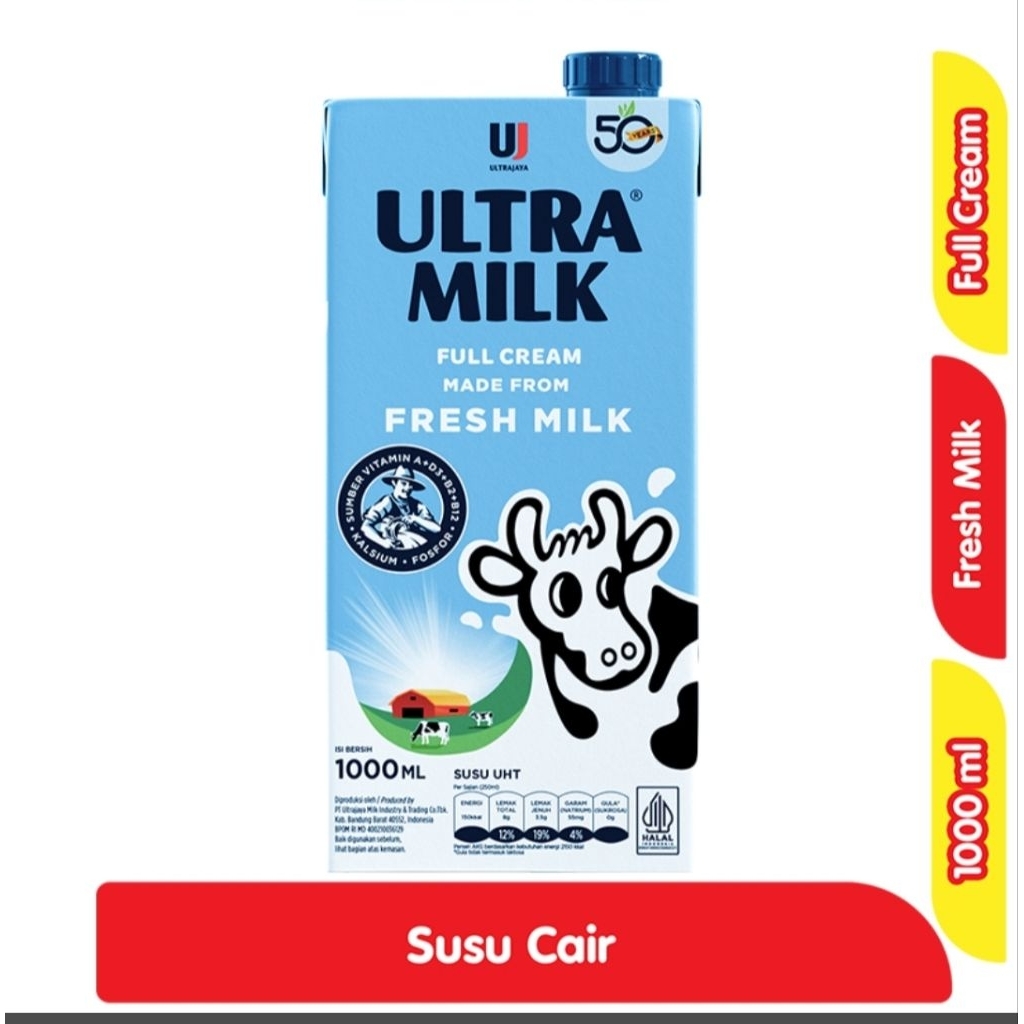 

Ultra Milk Susu UHT Full Cream Kotak 1 Liter / 1000 ml