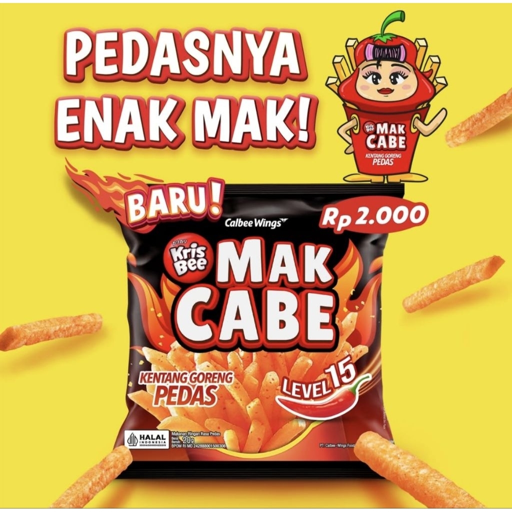 

Krisbee Mak Cabe , Kentang Goreng Pedas - Netto 20gr