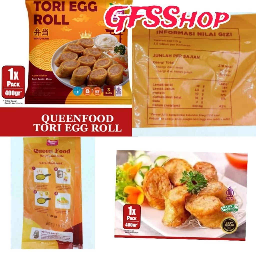 

Kode E. QueenFood Tori Egg Roll 18pcs (400gr) Tori Eggroll Queen Food