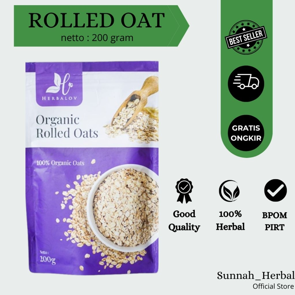 

Herbamour - Organic Rolled Oat Premium Pelengkap Diet DBH / Rolled Oat Organik Untuk Menu Sarapan Diet Rendah Kalori Tinggi Nutrisi