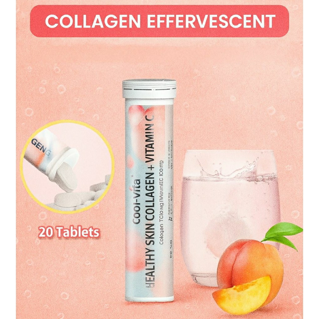 CoolVita Collagen Effervescent 20 tablet Vitamin C500 Beauty Skin Care Vit C 500 Multivitamin Keseha