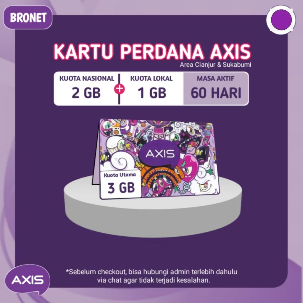Kartu Perdana AXIS Bronet 24Jam 3GB 60hr