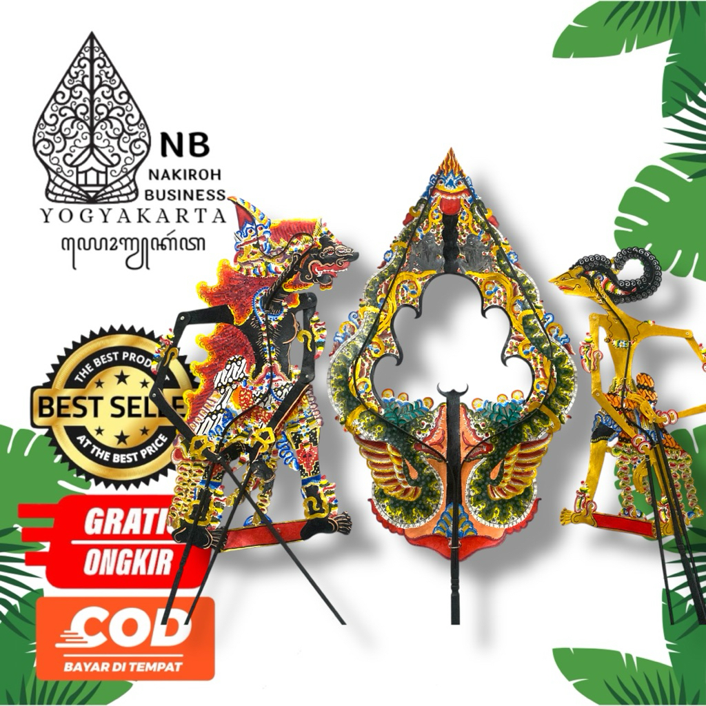 NAKIROHBUSINESS Paket 3 Pcs Wayang Kulit PATIHSABRANG GENI GUNUNGAN BOLONG WISANGGENI Kualitas Halus