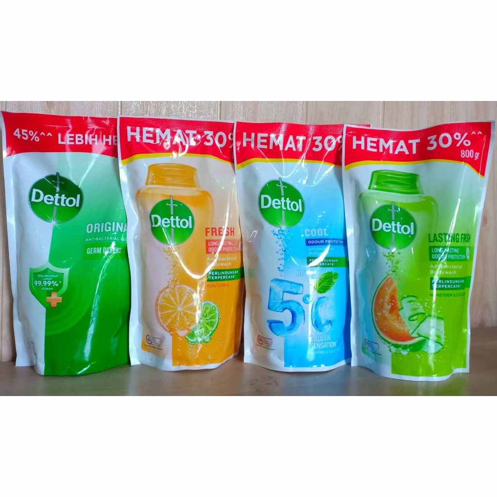 Perawatan Tubuh / Sabun Cair Dettol Pump 500 Ml & Refill Body Wash Antibacterial Long Lasting Odor P
