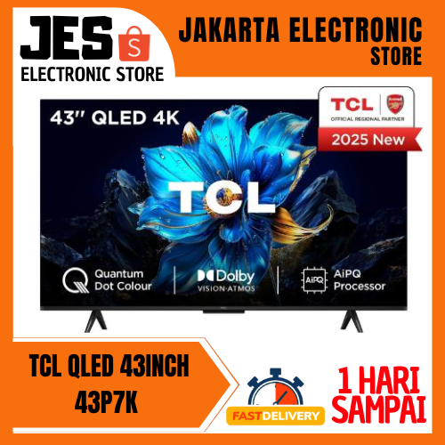 TV TCL 43P7K QLED 43 INCH SMART TV 4K HDR GOOGLE TV AiPQ PROCESSOR DOLBY ATMOS