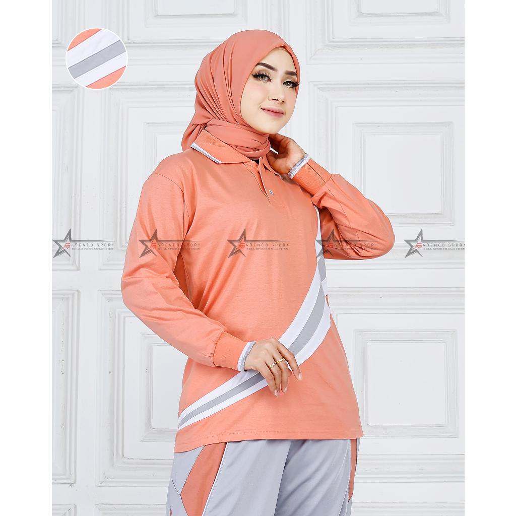 Atasan Baju Olahraga Senam / Kaos Lengan Panjang Wanita Atasan Olahraga Senam