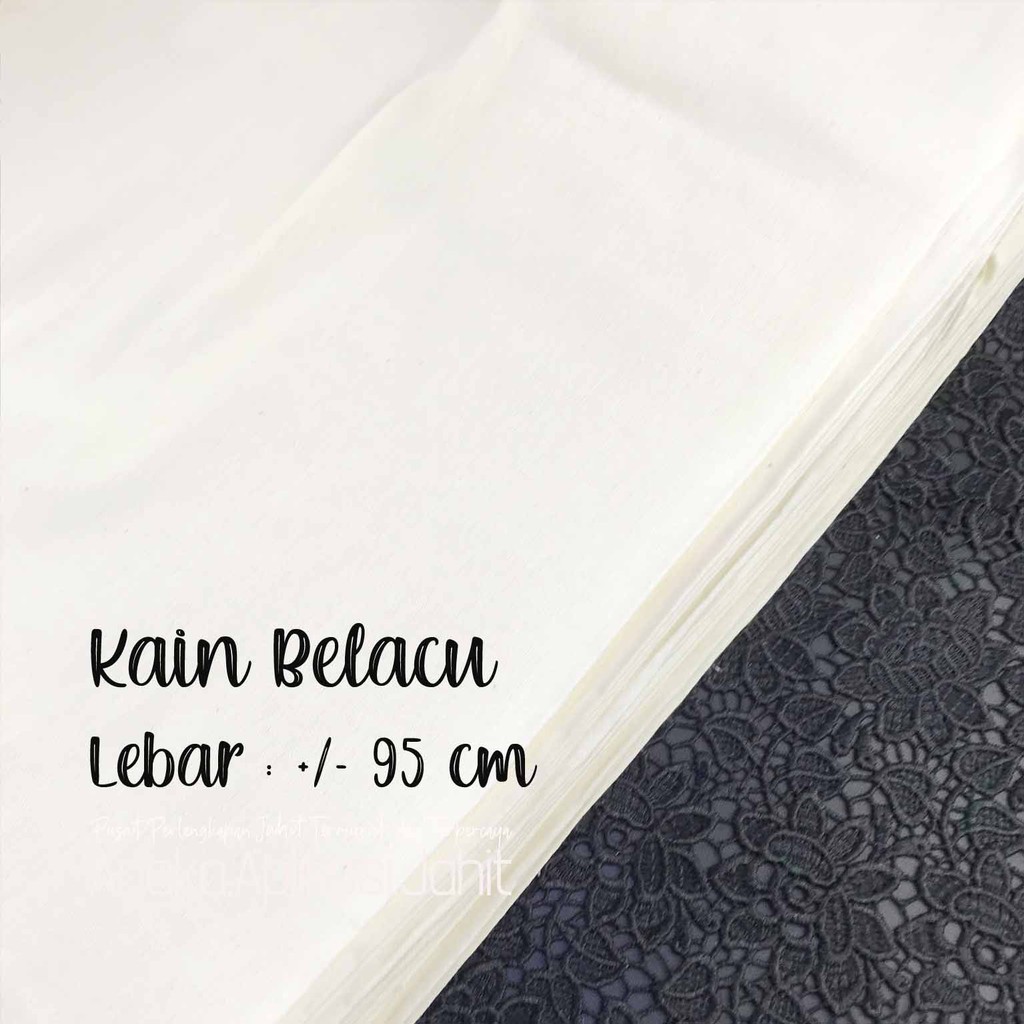 1 METER KAIN BLACU BELACU PUTIH TEBAL RAPAT LEBAR +/- 90 CM