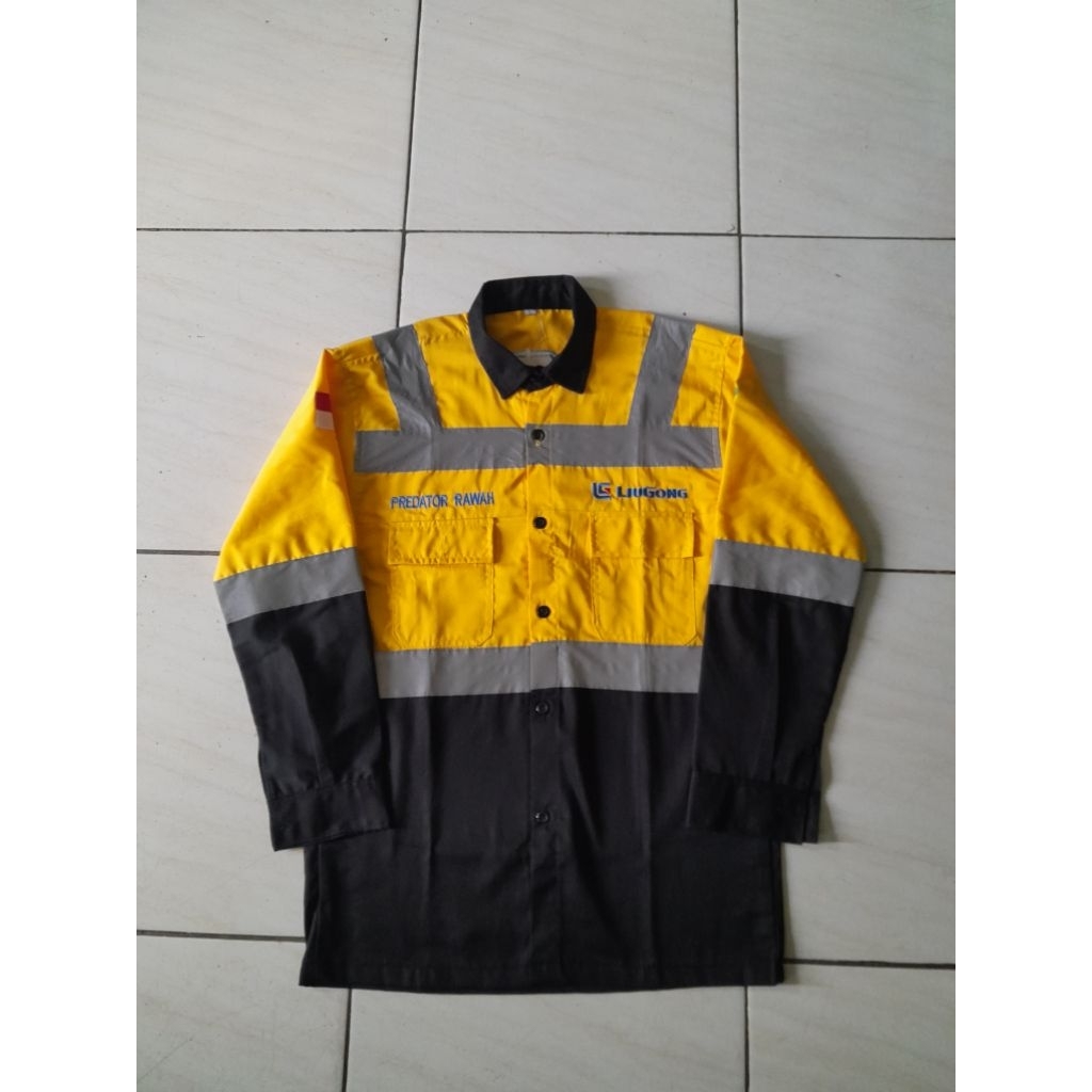 wearpack atasan safety pria wanita / seragam kerja proyek kerja lapangan/ kemeja panjang pria bisa c