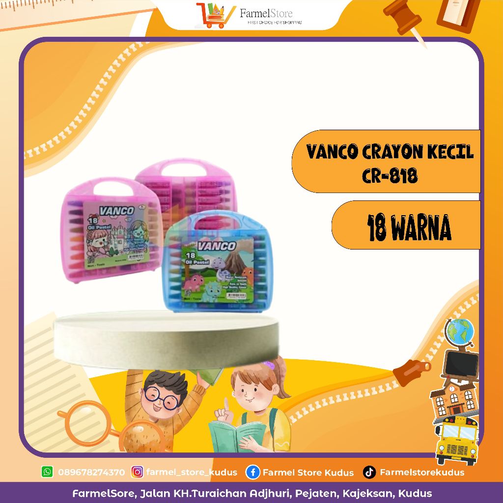 

Vanco Crayon Oil Pastel CR-818 (Isi 18 Warna)