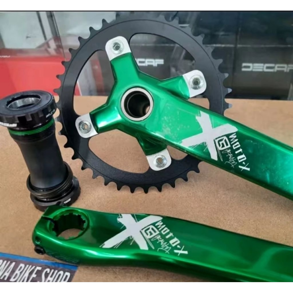 Crank FSA Gravity Moto-X Green Include Bottom Bracket - BB 73 Single chainring 38T - motox