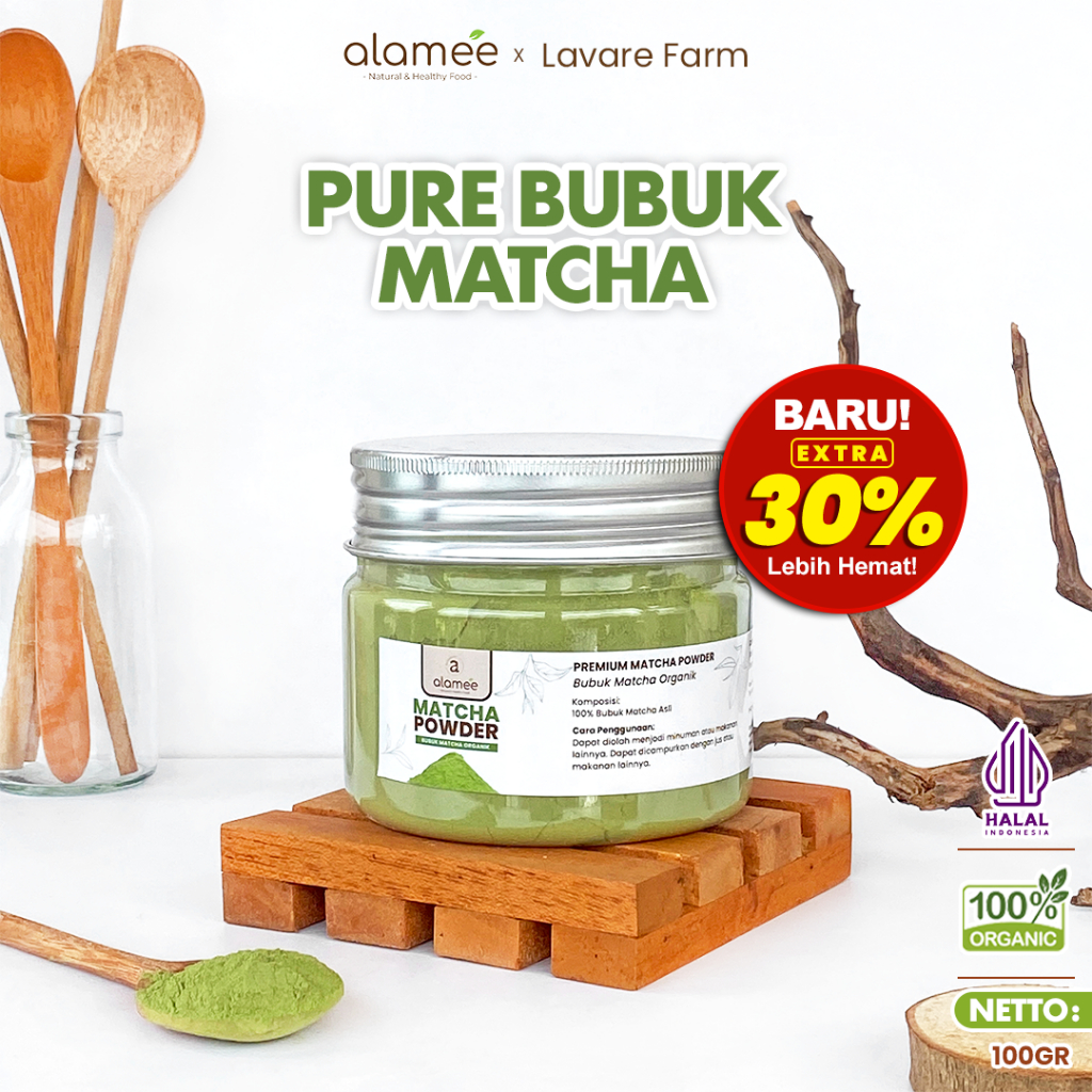 

ALAMEE Pure Matcha Powder Bubuk Minuman Teh Matca Tea Bubuk Premium Tanpa Gula 100gr BUMA