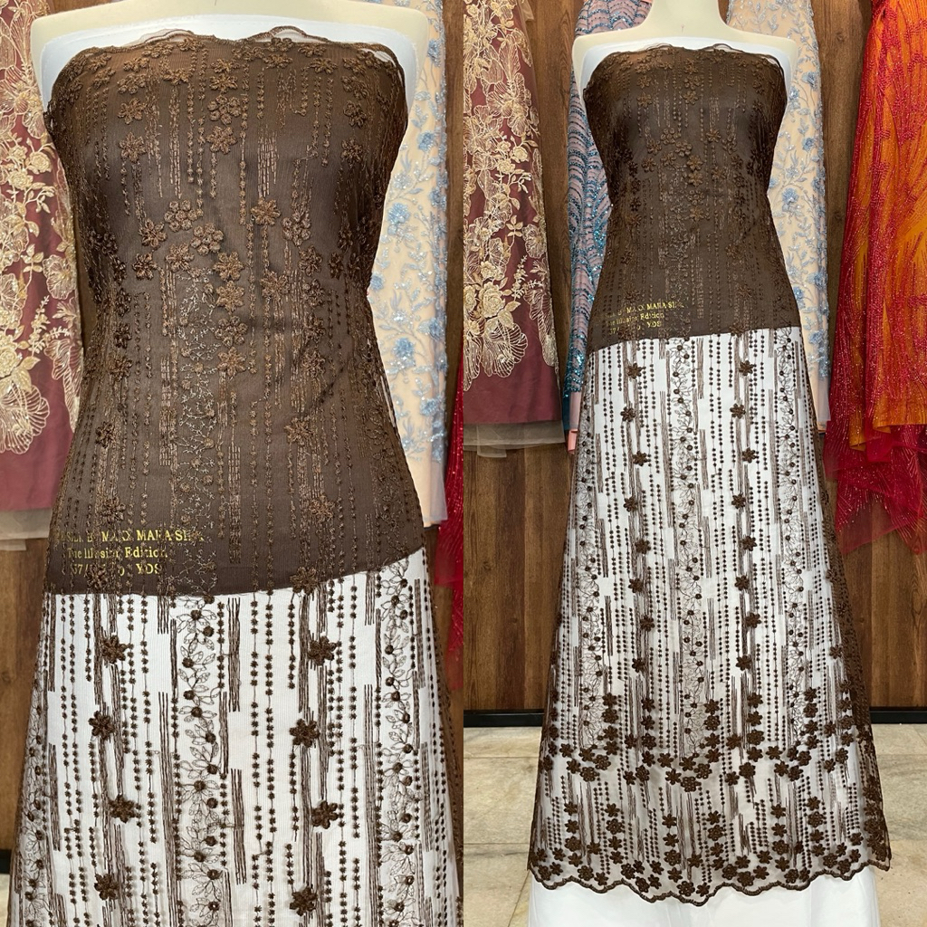 da kain tille bordir milan bunga kecil-kecil quality premium /bahan brukat kebaya pesta