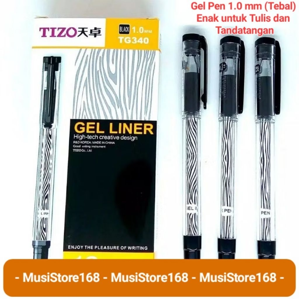 

MS168 - Gel Pen TIZO TG340 1.0mm (Tebal). Tersedia warna Hitam dan Biru.