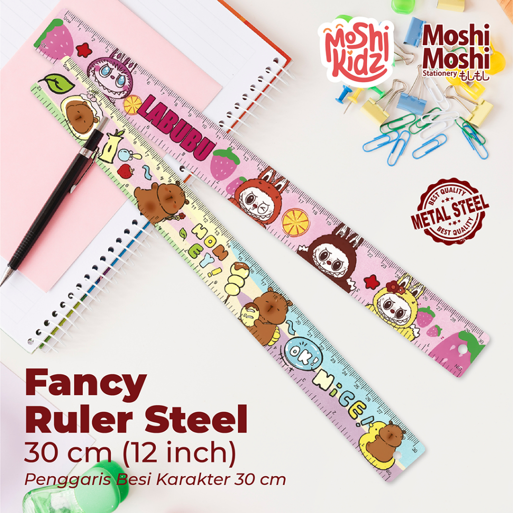 

Fancy Ruler Steel 30 cm Penggaris Besi Karakter Moshi Ukuran Akurat Tebal dan Kuat