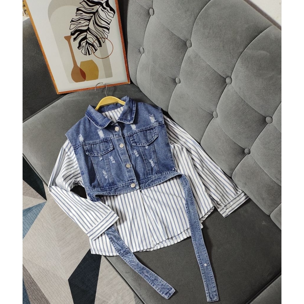 ATASAN KEMEJA KATUN OVERSIZE ANAK CEWEK IMPORT