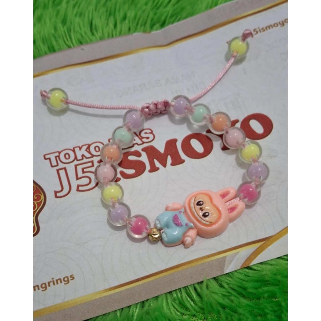 Gelang Tali Rainbow Labubu Anak Mrican 0,1gram Semar Ismoyo J5