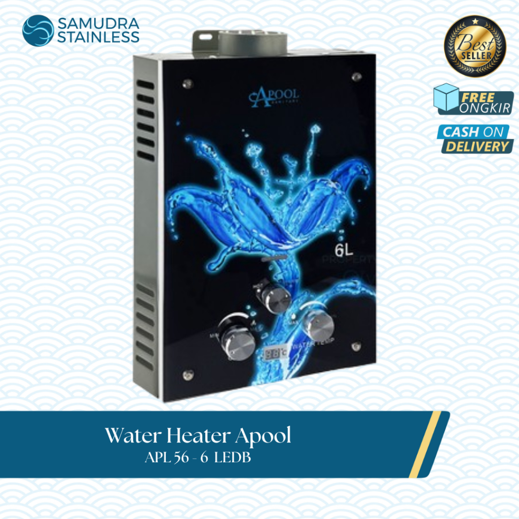 APOLLO WATER HEATER 56-6 L Led Indikator Pemanas Air Water Heater Gas 6Liter Otomatis