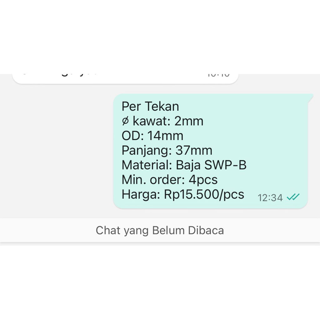per Spring Pegas Tekan OD 14mm Kawat 2mm Panjang 37mm Baja