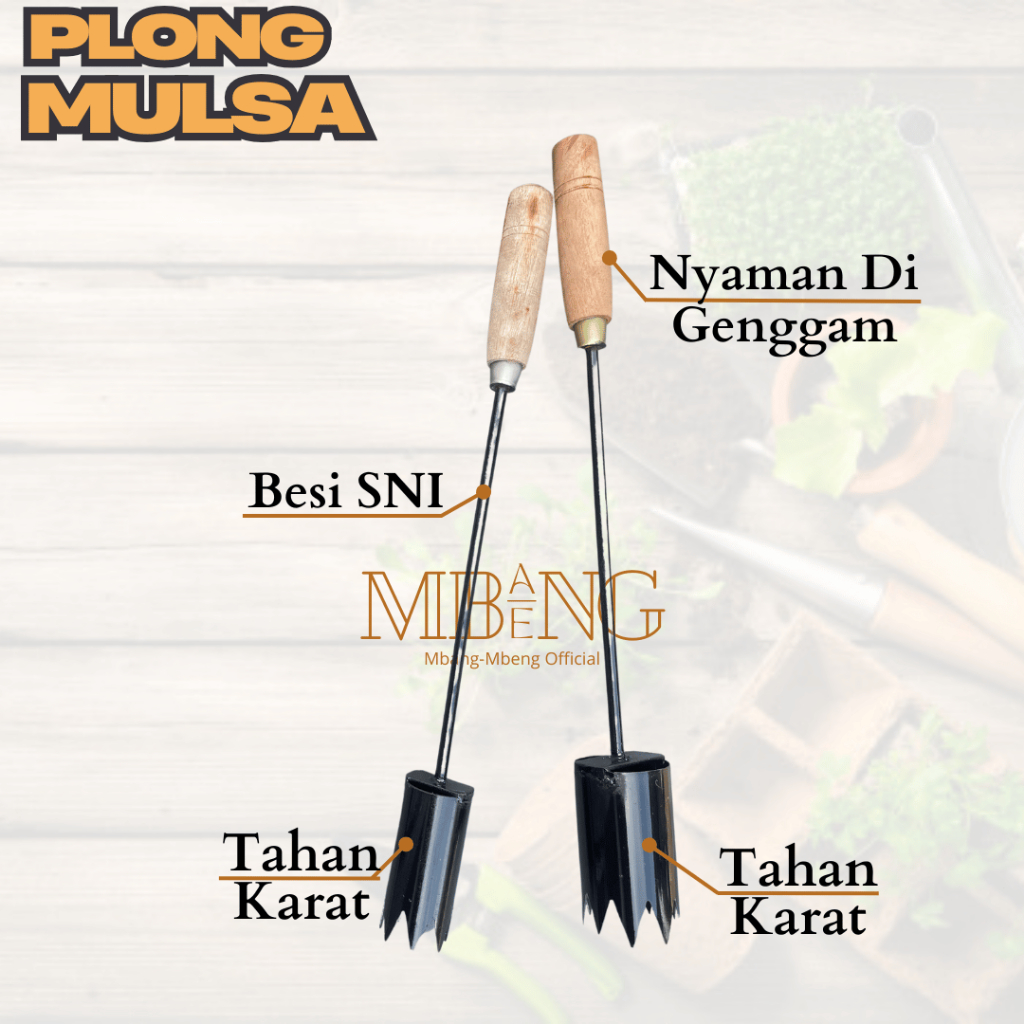 Mbang-Mbeng Plong Mulsa / Alat Pelubang Plastik Mulsa dengan Gagang / pelubang mulsa