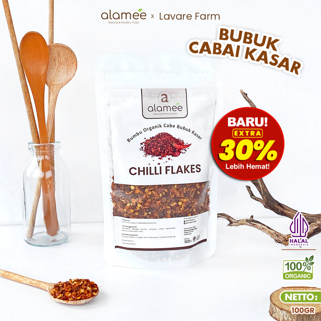 

Cabe Bubuk Kasar Chilli Flakes Cabai Bumbu Organik Rempah Rimpang Murni Asli Tanpa Campuran 100gram