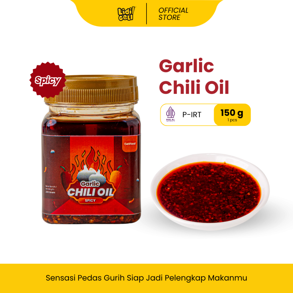 

Geli Food - Garlic Chilli Oil Chili Sambal Serbaguna Super Pedas dan Gurih 150gr