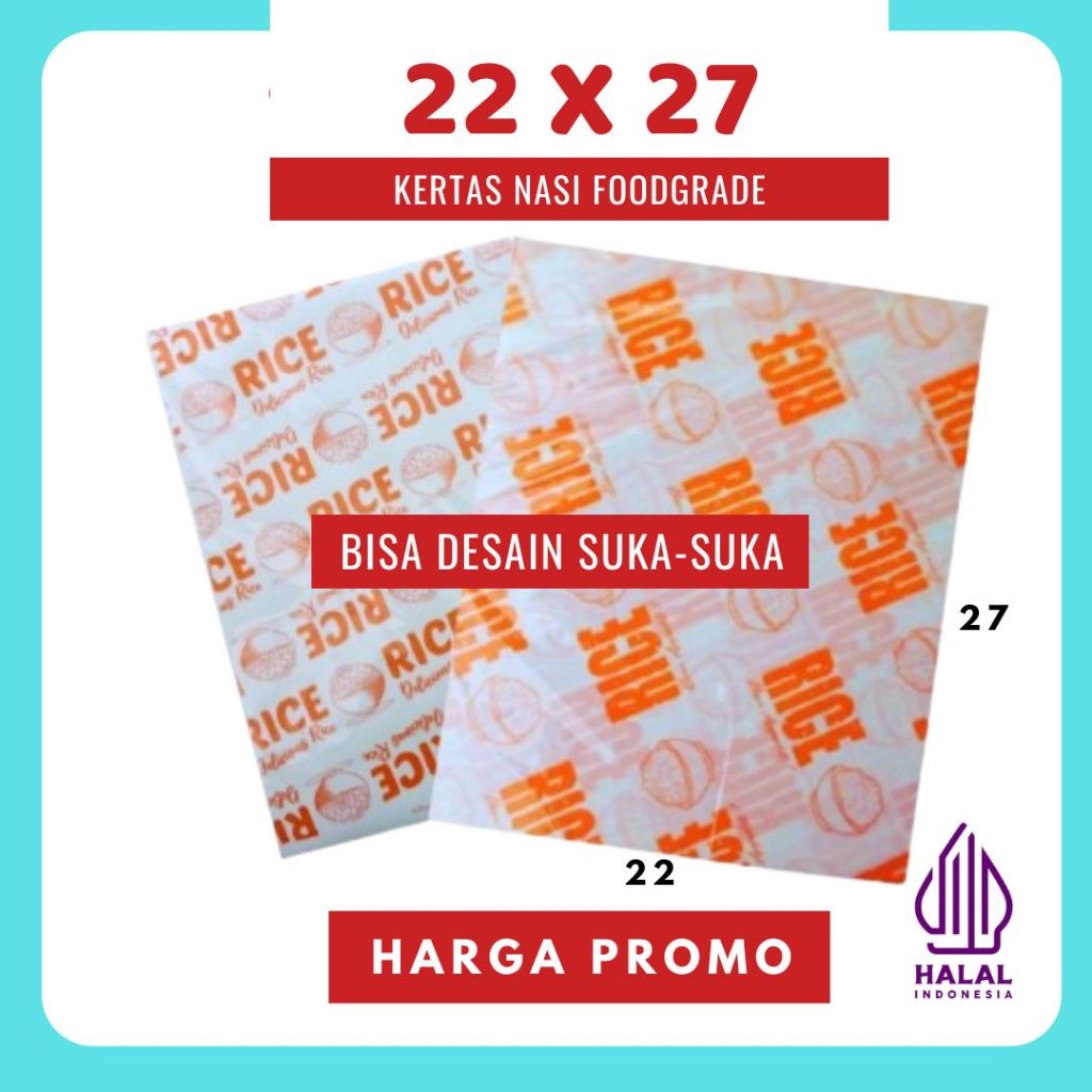 KERTAS NASI KFC 22x27 | Motif Logo | Foodgrade Paper | Paperwrap | Kertas Roti