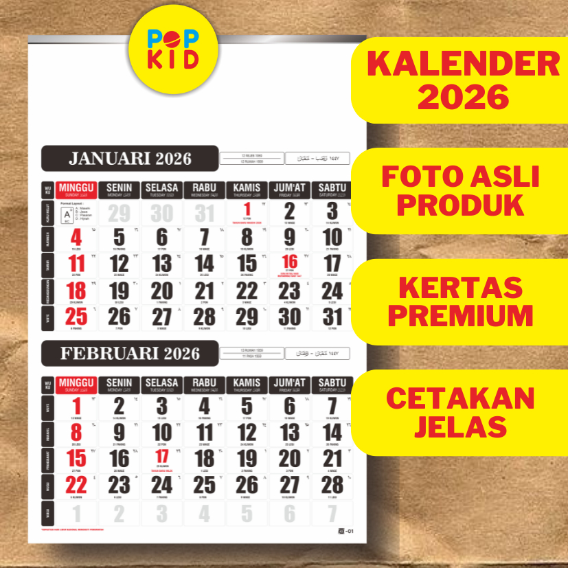 

PROMO KALENDER DINDING TAHUN 2026 - 2 BULANAN - 6 LEMBAR - TERMURAH | KALENDER ARAB, NASIONAL, JAWA