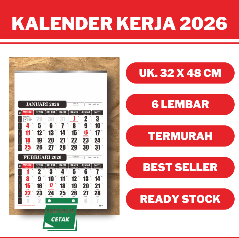 

KALENDER KERJA 2026 DWI WULAN, 2 BULANAN ISI 6 LEMBAR MURAH