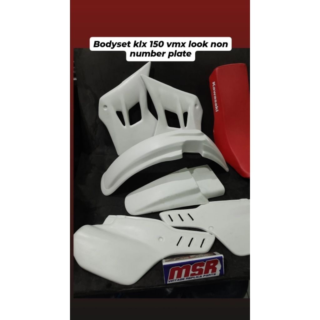 BODYSET KLX 150 VINTAGE MX LOOK CUSTOM NON NUMBER PLATE