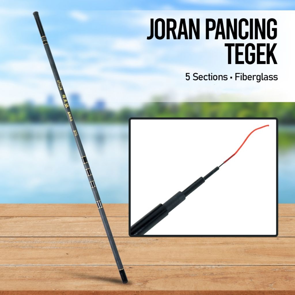 TaffSPORT Joran Pancing Pole Tegek Fiberglass Fishing Rod - SHZ46 - Black Joran Tegek Mancing
