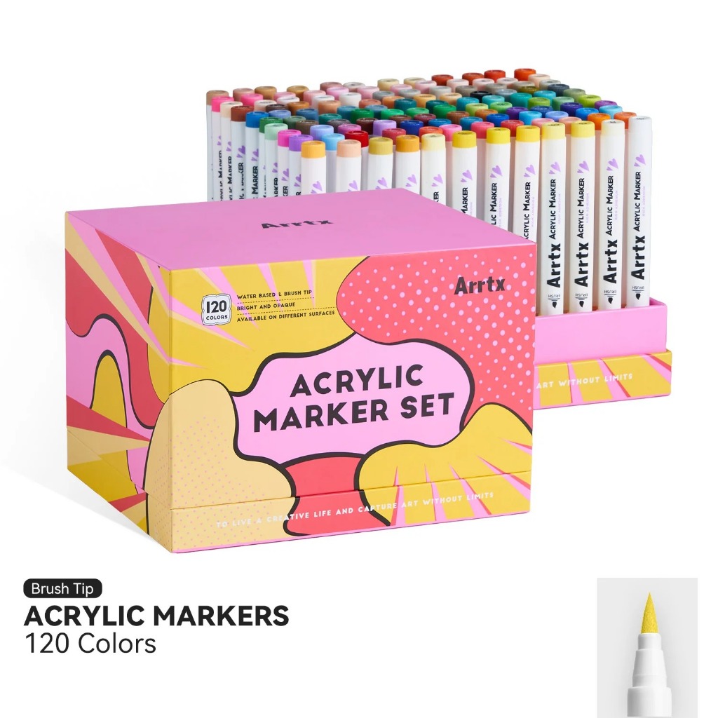 

arrtx acrylic brush marker/spidol akrilik marker set 120 colors ANIME AACM-05120A