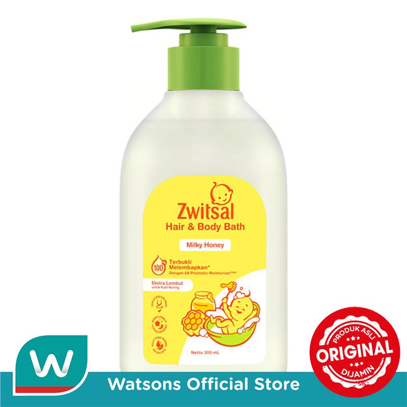 Zwitsal Baby Bath Hair & Body Milky Honey 300ml