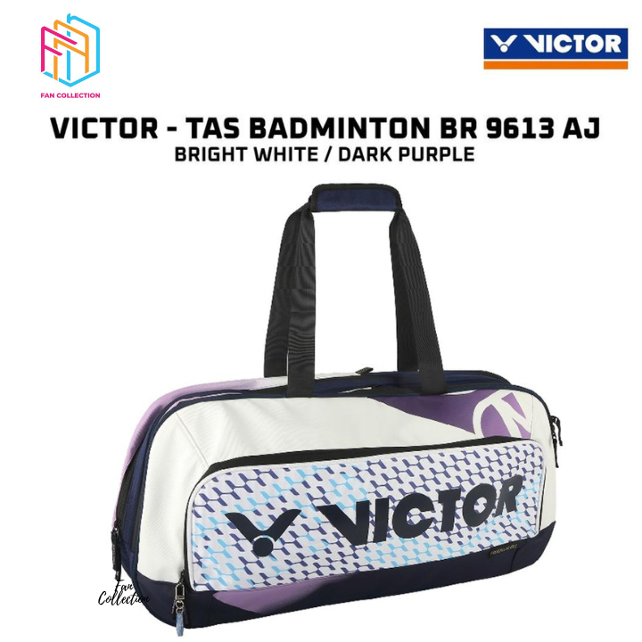 Tas Raket Badminton Kotak Victor BR 9613 BR9613 AJ Limited Edition Bright White Dark Purple