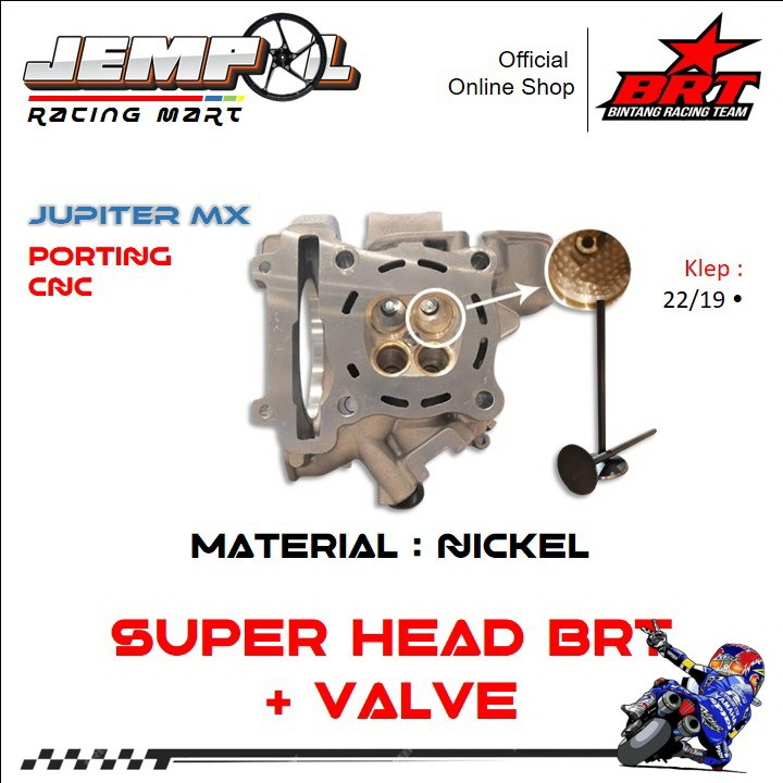 BRT Head Silinder Kop + Klep Nickel Bronze Papas Squish Set Porting CNC Jupiter MX