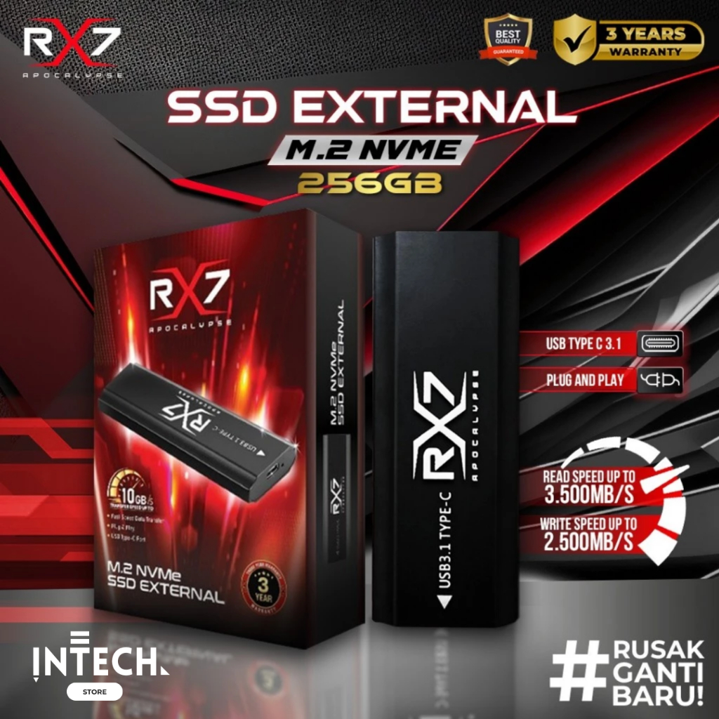 Enclosure M.2 NVME 256GB RX7 / External case M.2 NVME type C USB 3.1 RX7 + 256GB