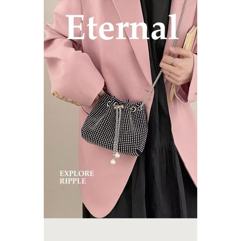 CHIKA Tas Selempang Bucket Kristal Mewah Tas Kondangan
